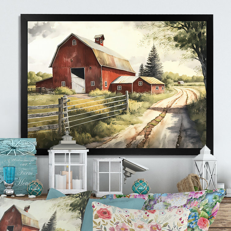 Red Barrel Studio® Picturesque Winding Path And Barn II Farmhouse